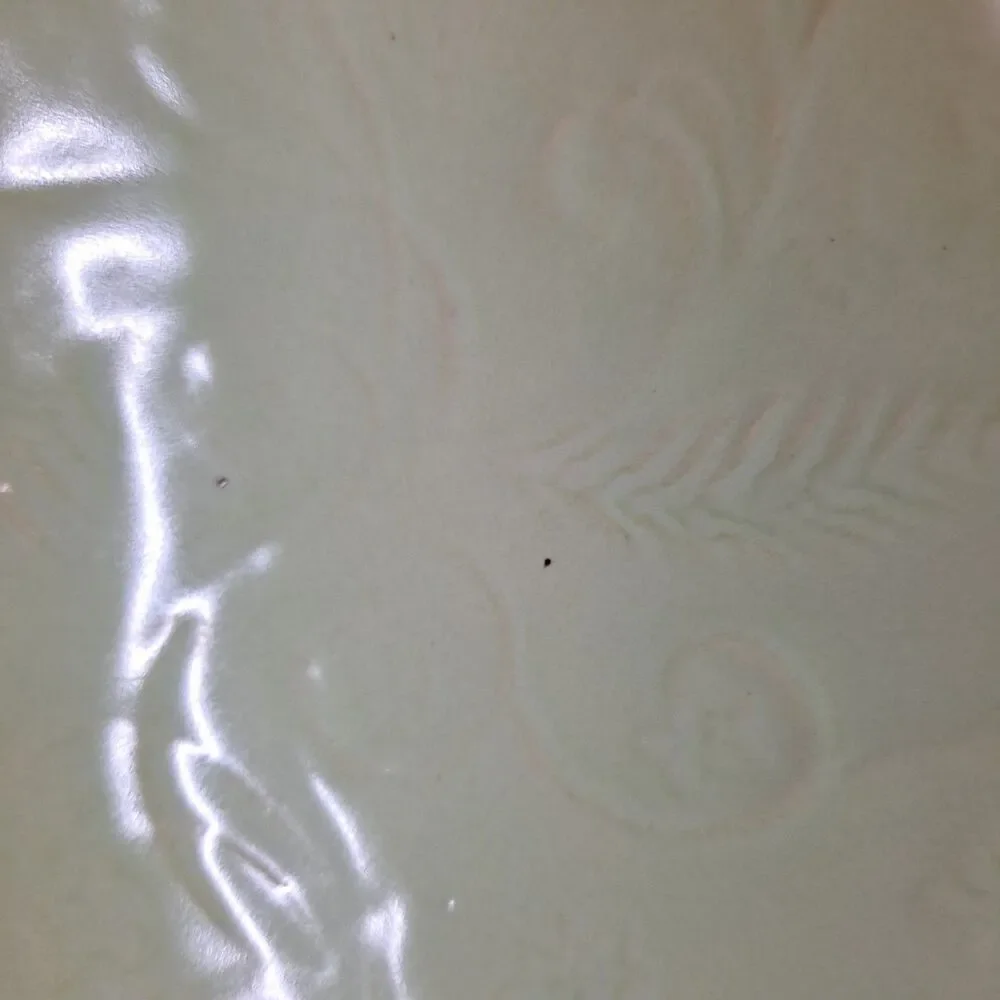 Vintage HULL Pottery Console Footed Bowl Green USA I-18 Glazed Leaf Pattern
